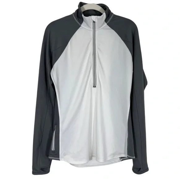 Athleta Women’s Quarter Zip Pullover Top Size Medium Gray White - Picture 2 of 13